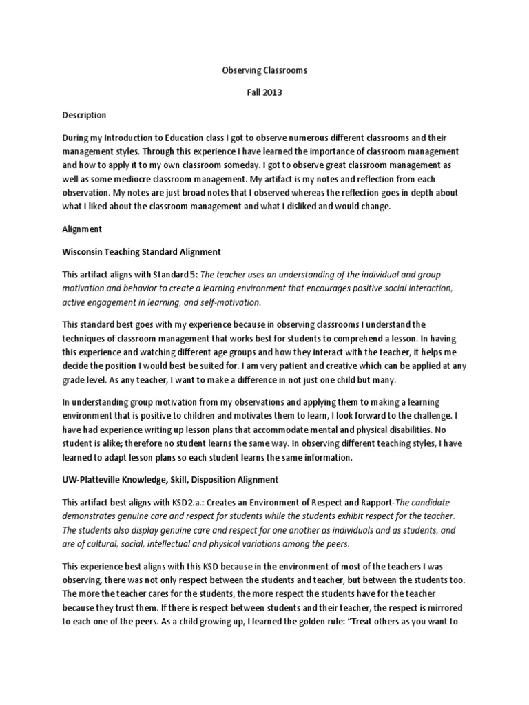 Artifact Three Pdf Classroom Management Teachers