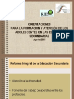 Lineamientos para Transformar La Escuela en Un Espacio de Formación y Atención para Los Adolescentes