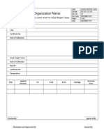Template For Intermediate Check Sheet For Deadweight Tester