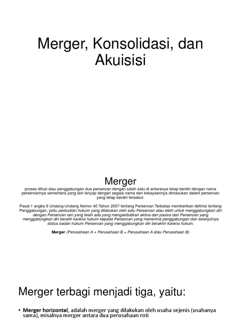 Presentasi Ke 7 Merger Konsolidasi Dan Akuisisi