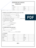 Revision Intro, Unit 1 and Unit 2 1.-Write The Plural of These Words