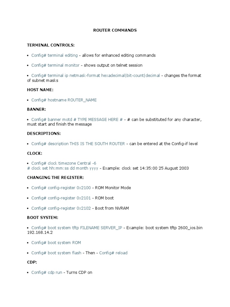 Router Commands | PDF