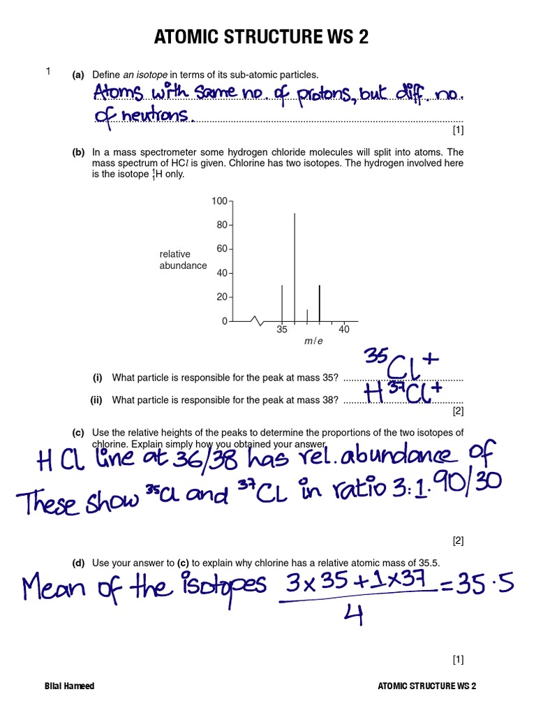 2 Atomic Structure Ws 2 Isotope Chemical Elements