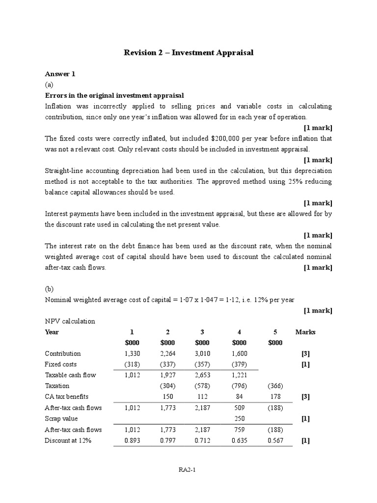 Revision 2 - Investment Appraisal | PDF | Internal Rate Of Return ...