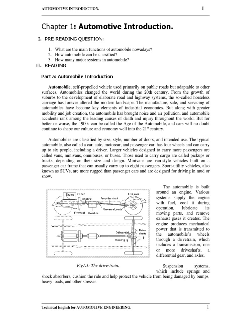 Automotive Engineering Introduction | PDF | Car | Axle