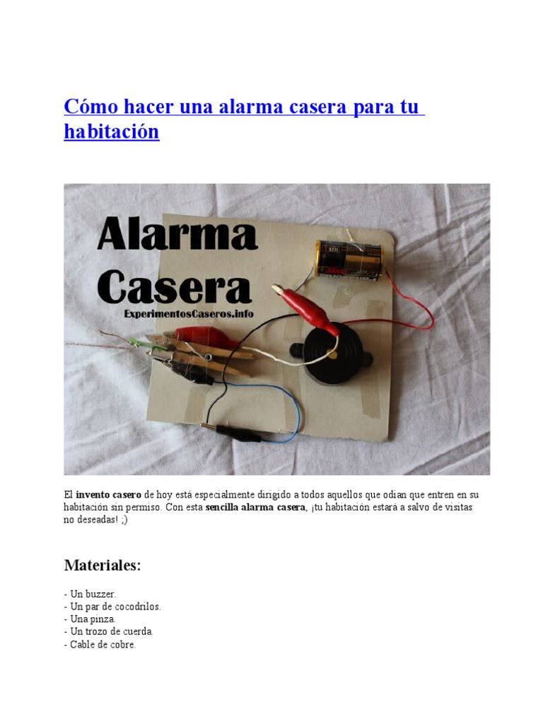Actual Cuervo burbuja Cómo Hacer Una Alarma Casera para Tu Habitación | PDF | Aluminio |  Naturaleza