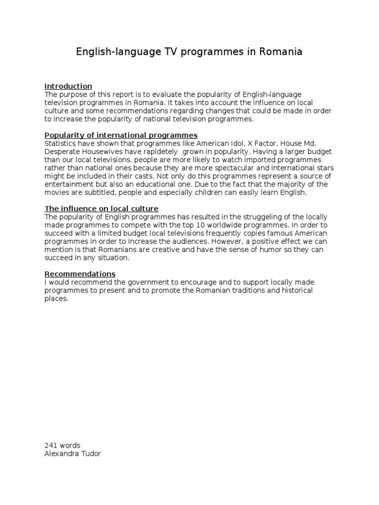 English TV Programmes in Romania | PDF | Social Science