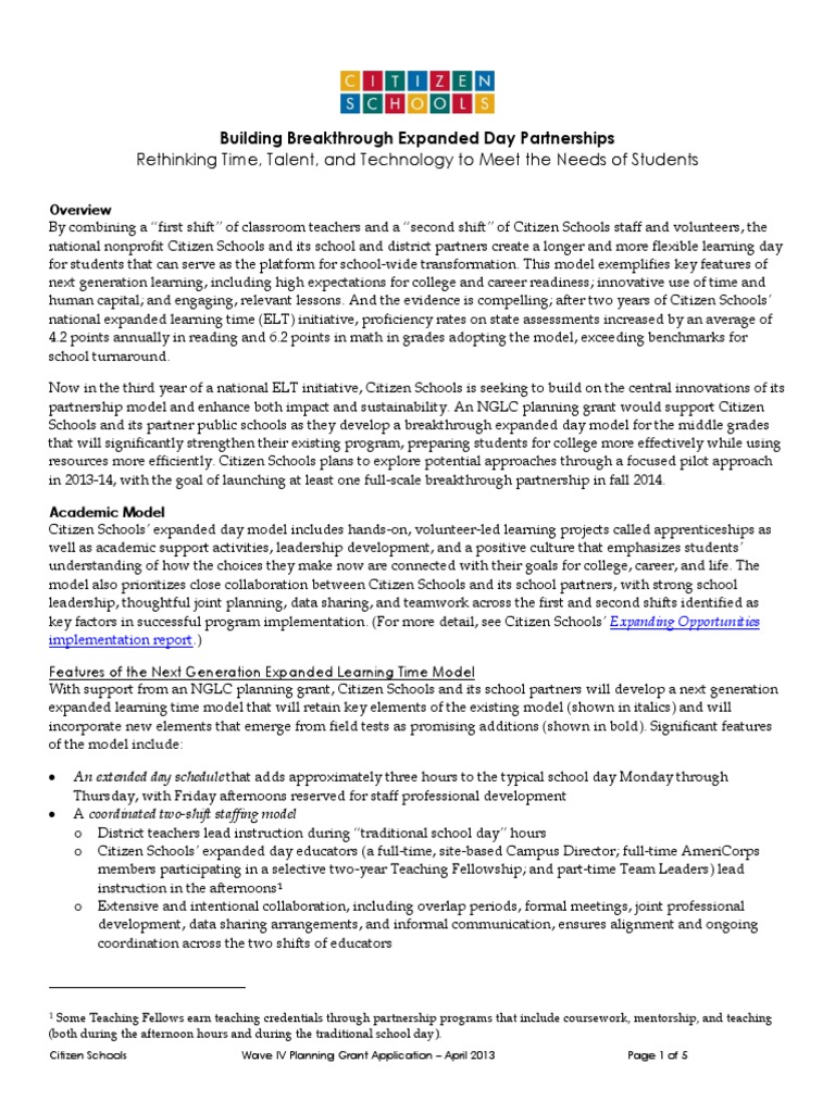 Expanded Learning Time Model Proposal | PDF | Educational Assessment ...