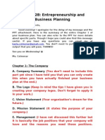Business Plan Chapter 1 Summary