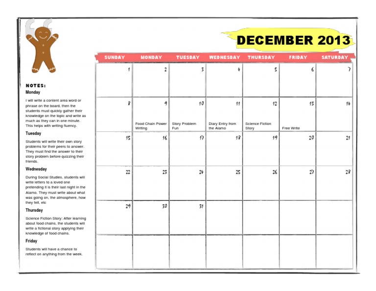 Writing Calendar | PDF