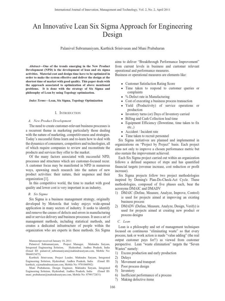 Lean Six Sigma in Product Design Optimization | PDF | Six Sigma ...