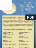 The City of San Antonio's Fiscal Year 2010 Balanced Proposed Budget