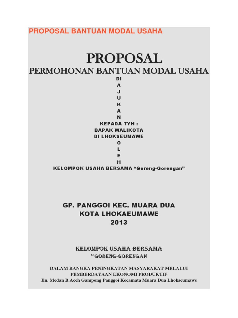 Proposal Penambahan Modal Usaha Ops Sekolah Kita