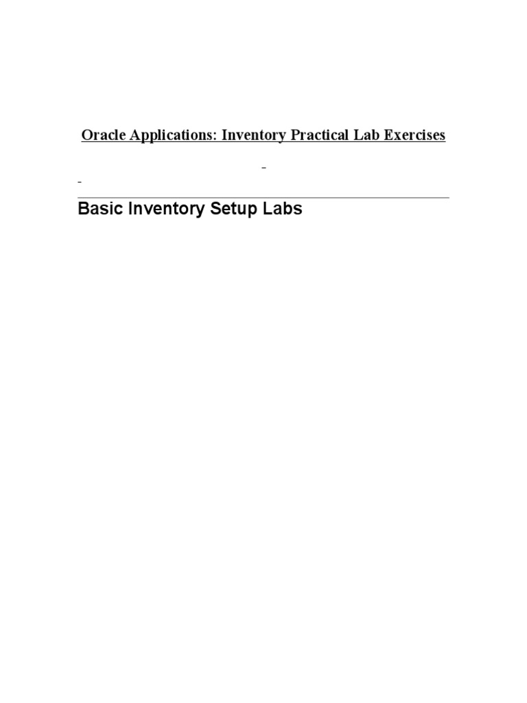 Oracle Inventory Lab Exercises Guide | PDF | Inventory | Computing