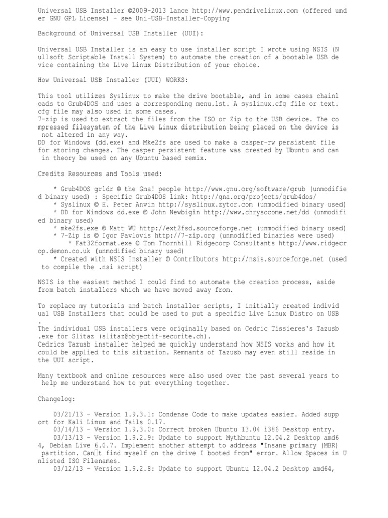 Uni USB Installer Readme | PDF | Ubuntu (Operating System) | Linux