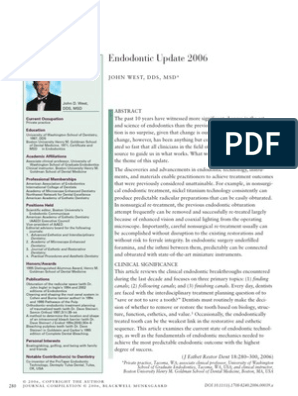 Endodontic Update 2006 | PDF | Dentistry | Mouth