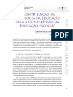 A Contribuição Da Sociologia Da Educacao para A Compreensao Da Educacao