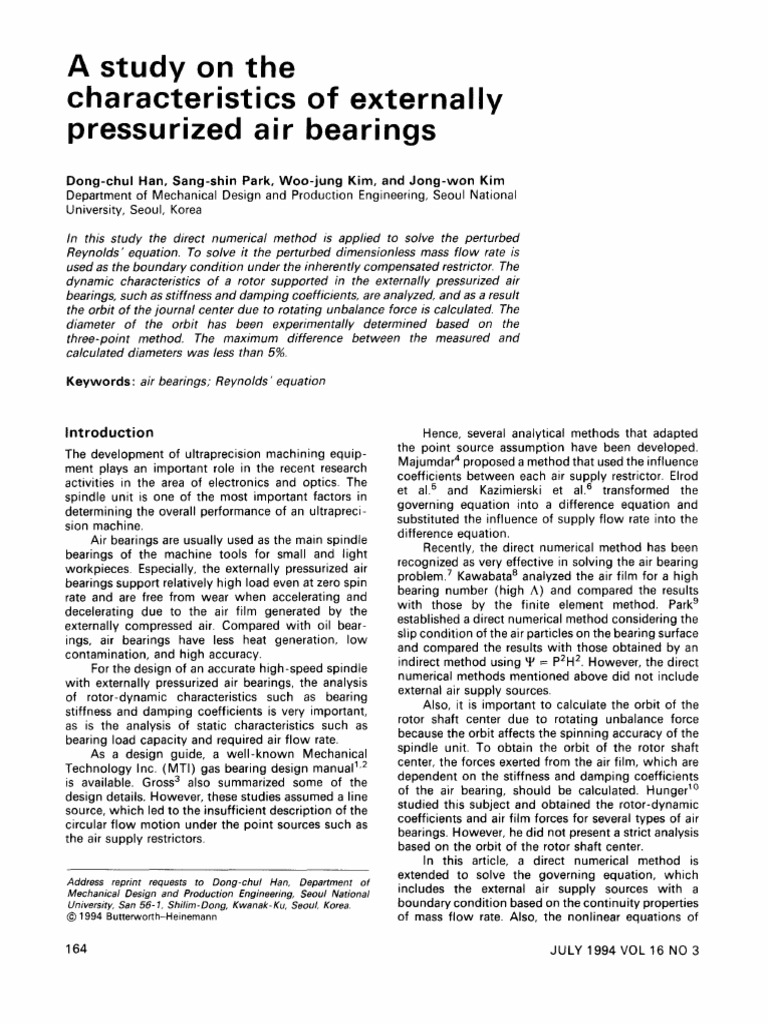 A Study On The Static and Dynamic Characteristics of Externally