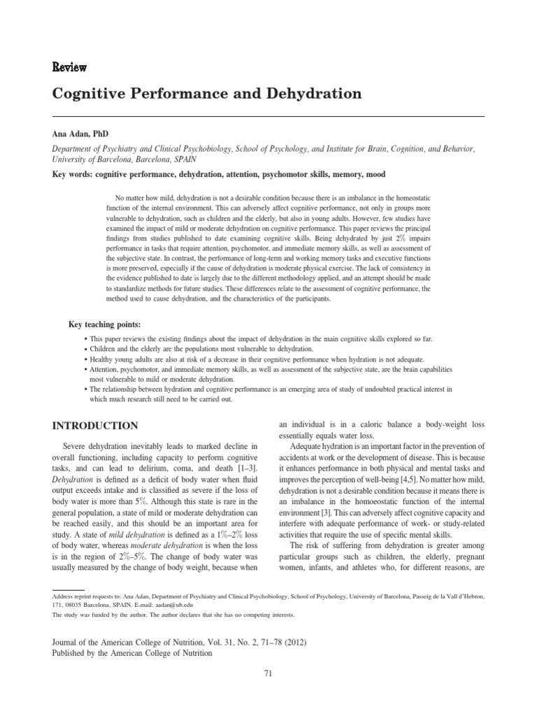 How Does Dehydration Affect Cognitive Performance? – UUKAMV