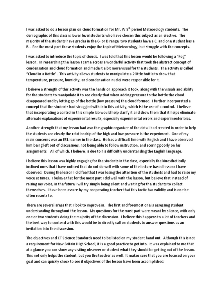 Reflection | PDF | Experiment | Lesson Plan