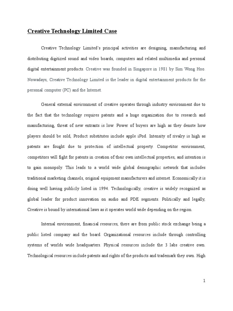 Creative Technology Limited Case | PDF | I Pod | Apple Inc.