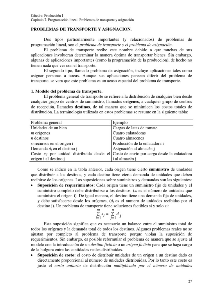 Capitulo 7 Problemas de Transporte y Asignacion | PDF | Programación ...