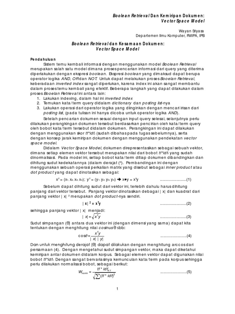 Boolean Retrieval dan Vector Space Model | PDF