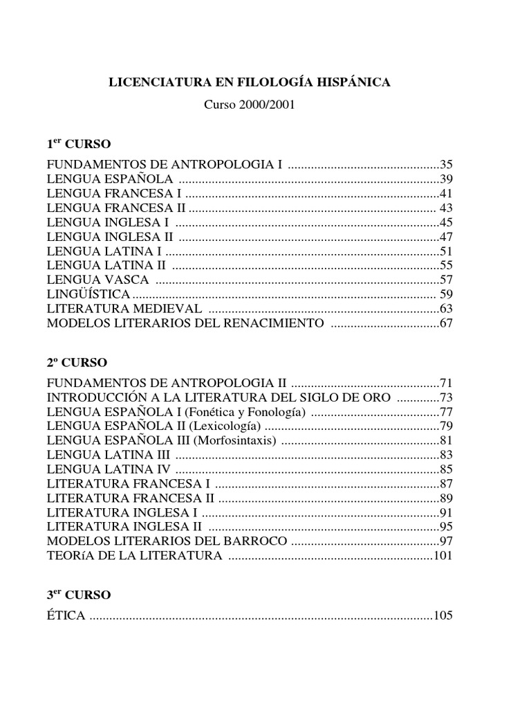 Filologia Hispanica 2000 2001 | Lingüística | Palabra