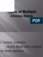Types of Multiple Choice Items