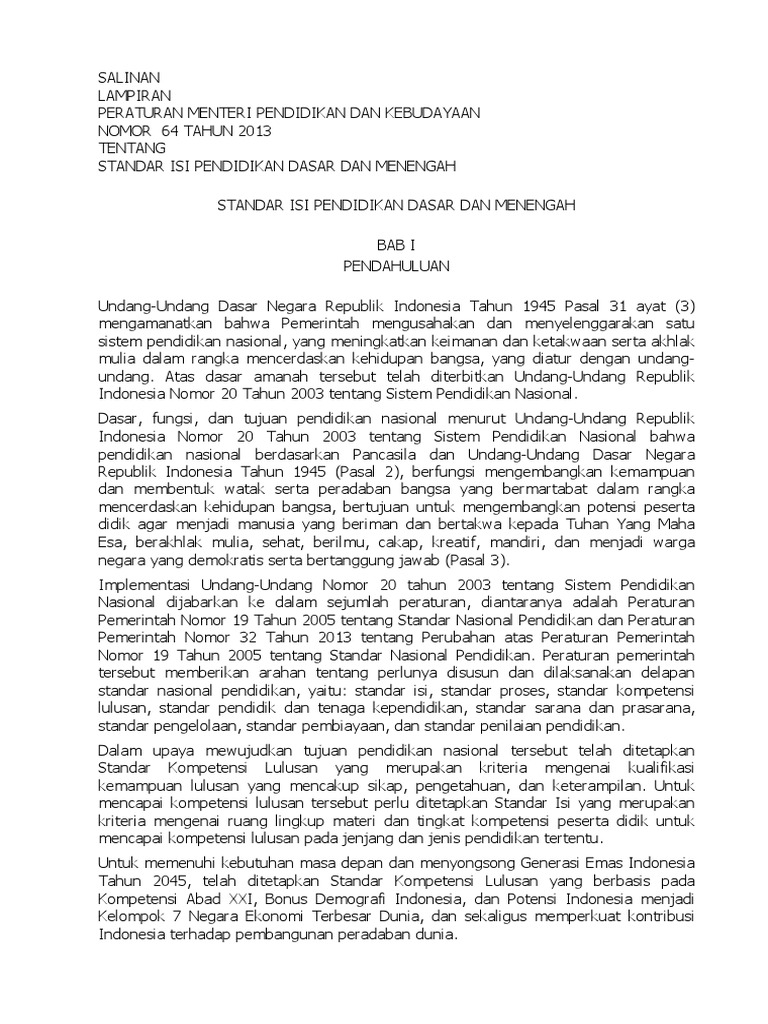02 B Salinan Lampiran Permendikbud No 64 Tahun 2013 Ttg SI