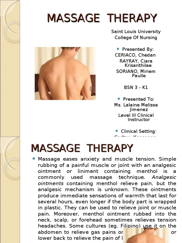 Massage Therapy PDF Massage Relaxation (Psychology)