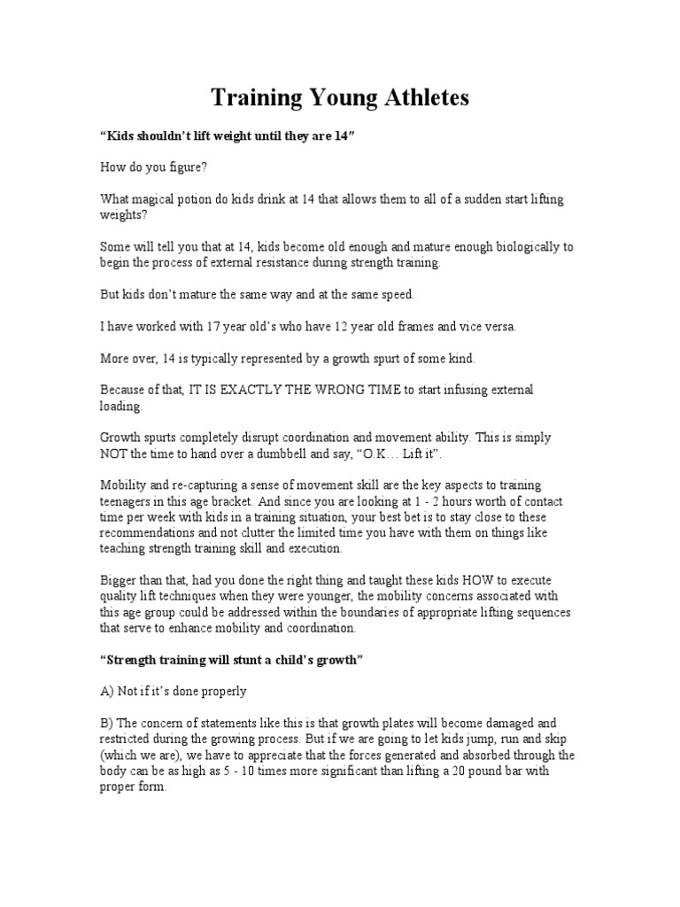 Effective Strength Training for Young Athletes | PDF | Strength ...