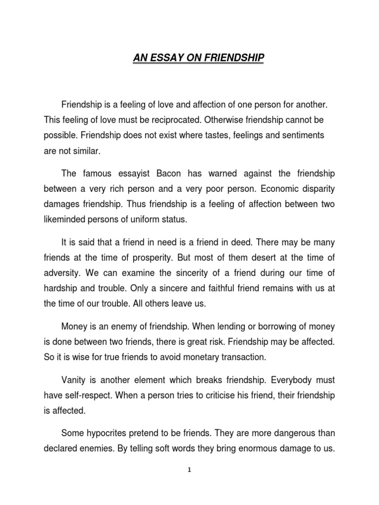 true friendship essay pdf