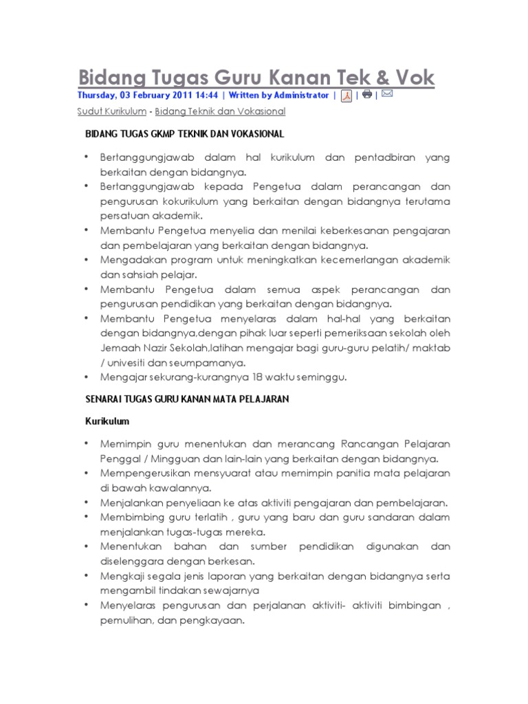 Bidang Tugas Guru Kanan Votek Pdf