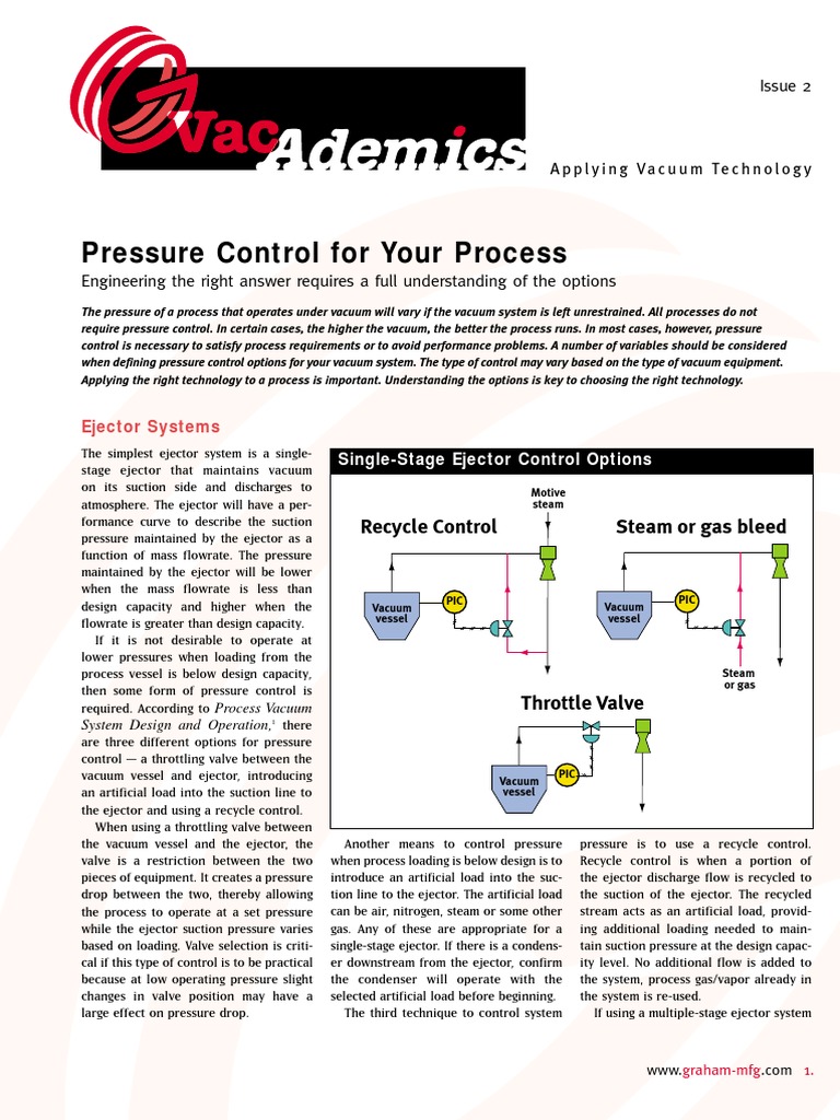 Pressure Control For Vacuum Systems | PDF | Pump | Vacuum