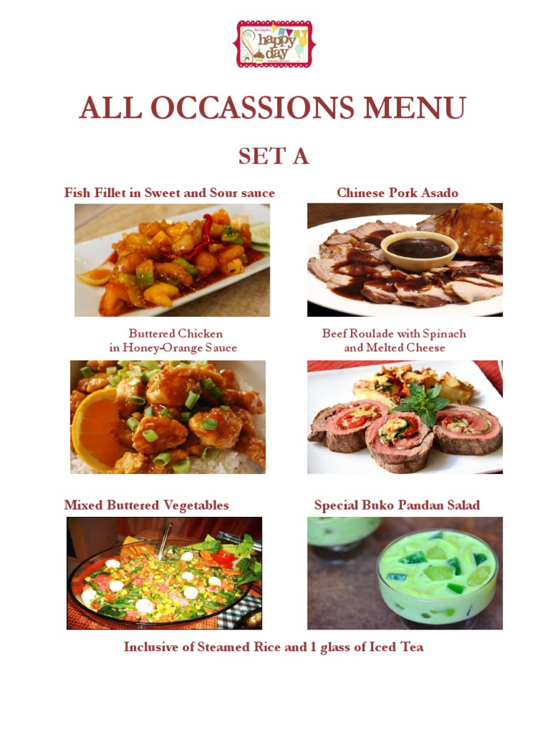 All Occassions Menu | PDF