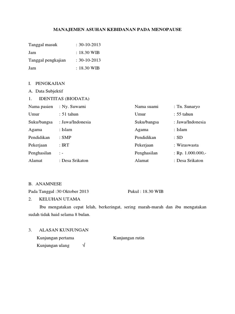 Asuhan Kebidanan Pada Ibu Menopause