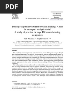 2 Strategic Capital Investment Decision Making A Role For - 