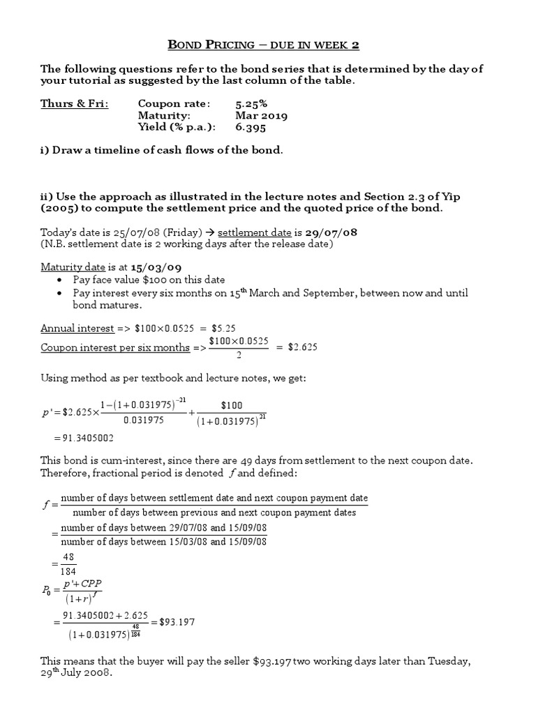 Week 2 Tute HWK | PDF | Fixed Income Market | Interest Bearing Instruments