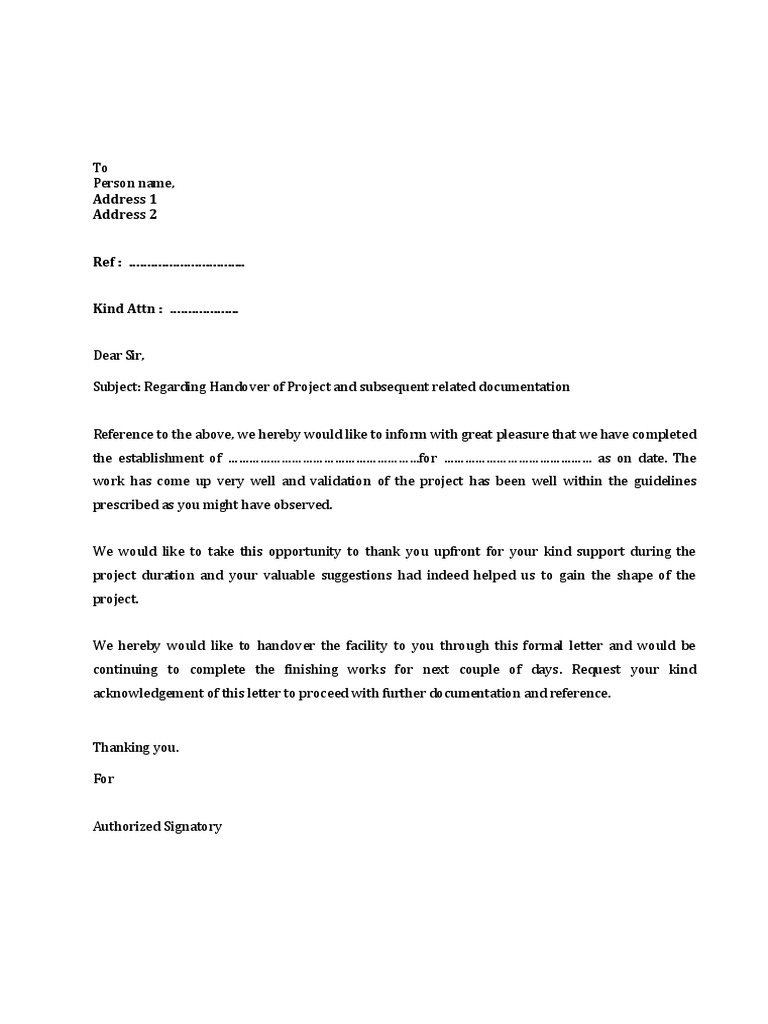 Project Handover Letter - Draft  PDF  Government Intended For handover agreement template