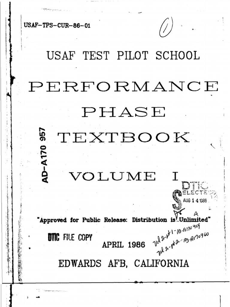 USAF Test Pilot School Performance Phase Textbook Volume1 | PDF ...
