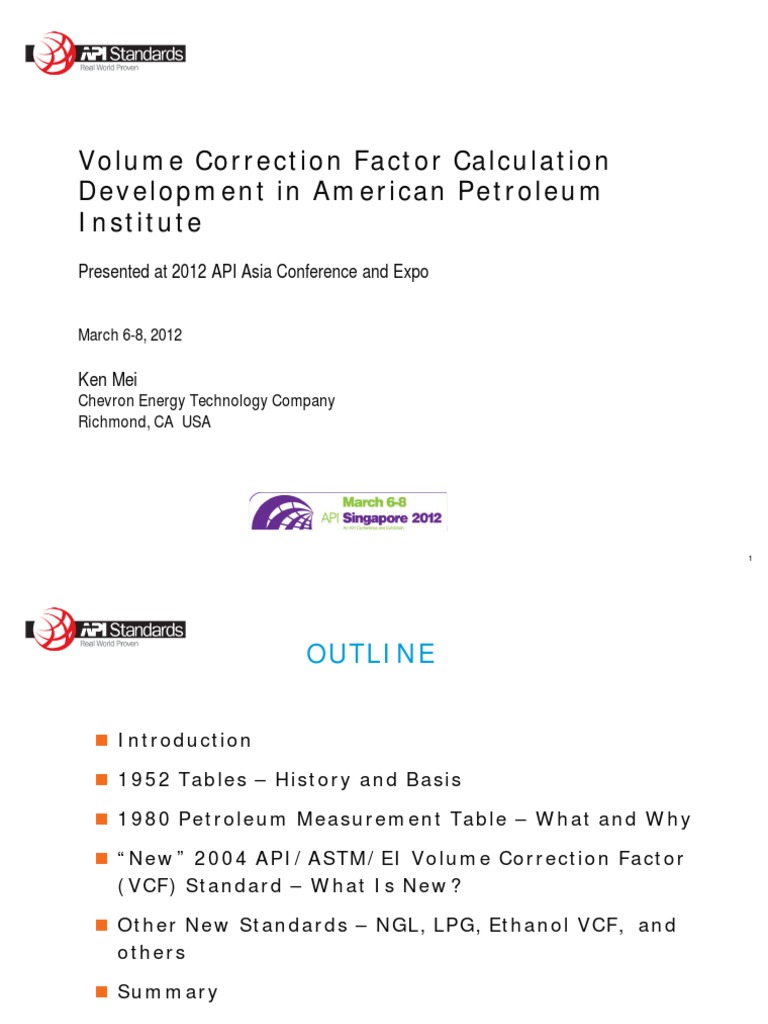 Volume Correction Factor Development Petroleum Physical Quantities