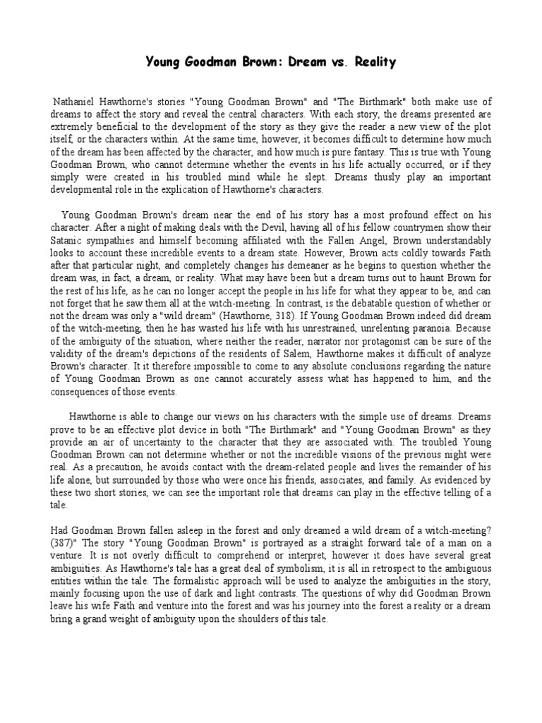 Question 22Young Goodman Brown Dream vs. Reality PDF