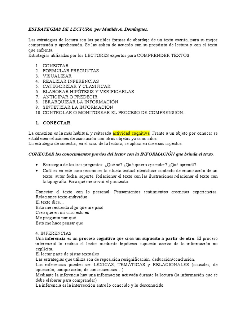 Estrategias de Lectura y Pistas Textuales | PDF | Inferencia | Lectura ...