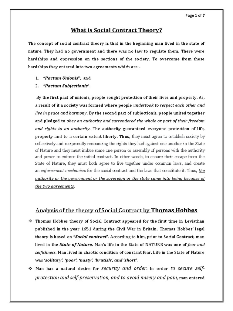 What is Social Contract Theory? Social Contract Natural And Legal