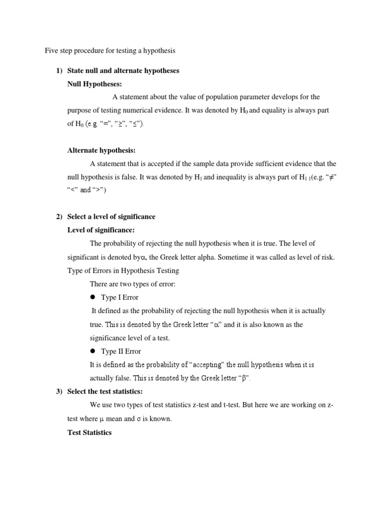 Hypothesis Testing: A 5-Step Guide | PDF
