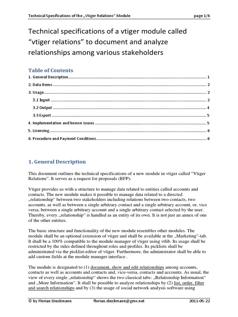 Technical Specifications of Vtiger Relations Module | PDF | Comma ...