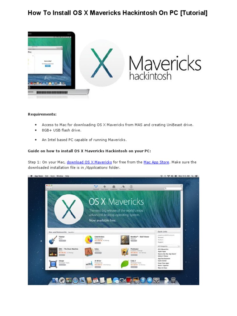How To Install OS X Mavericks Hackintosh On PC Download Free PDF