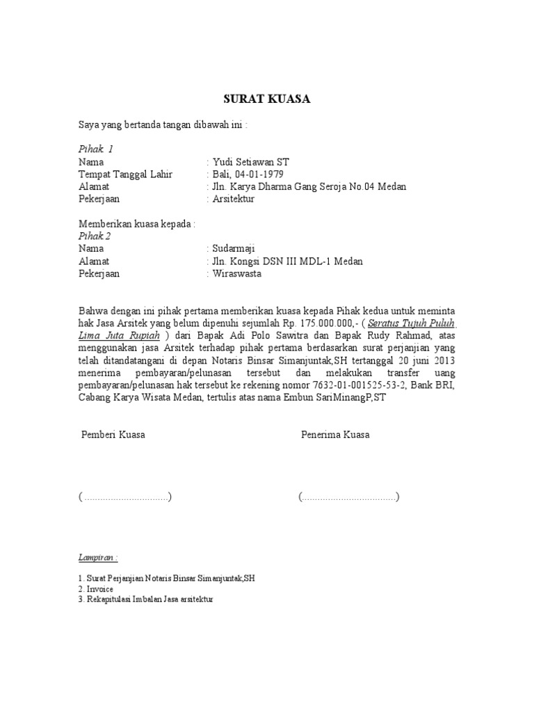 Surat Kuasa Utang