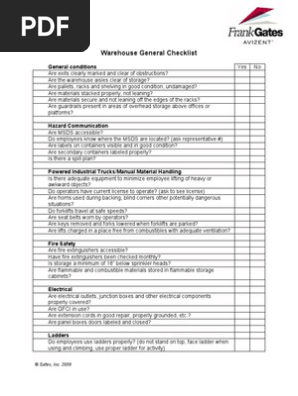 Warehouse Audit Checklist